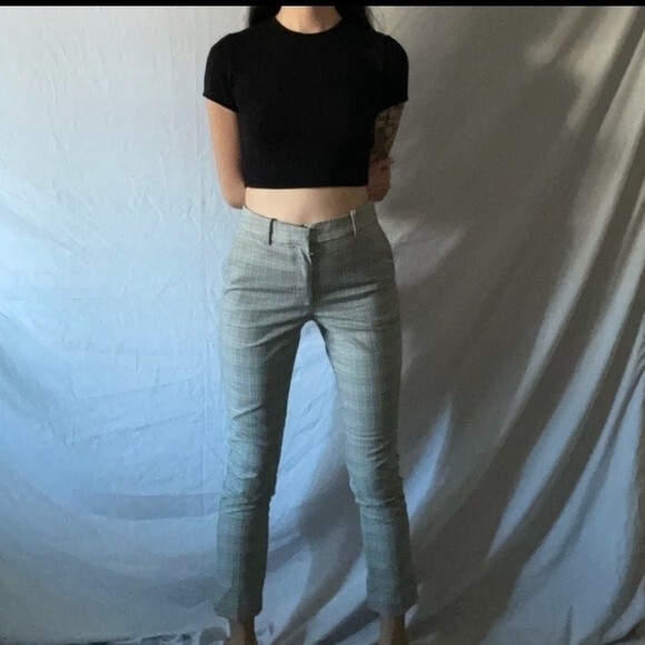 H&M Green Plaid Skinny Trousers - Picture 2 of 9